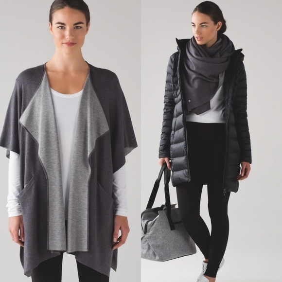 lululemon athletica Sweaters - Lululemon After Asana Wrap Heathered Dark Carbon